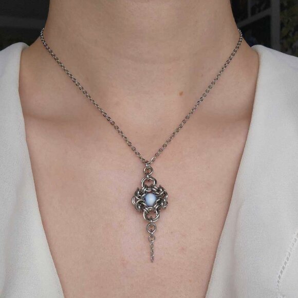 Vintage Antique Romanov blue and silver necklace - Picture 9 of 9